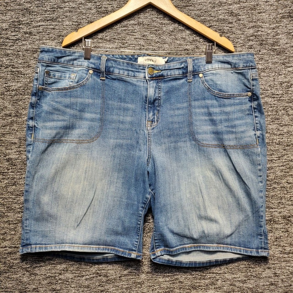 Torrid Feel The Fit Vintage Stretch Denim Bermuda Shorts Women 24W Blue Utility